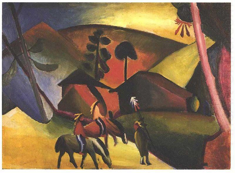 Native Aericans on horses, August Macke